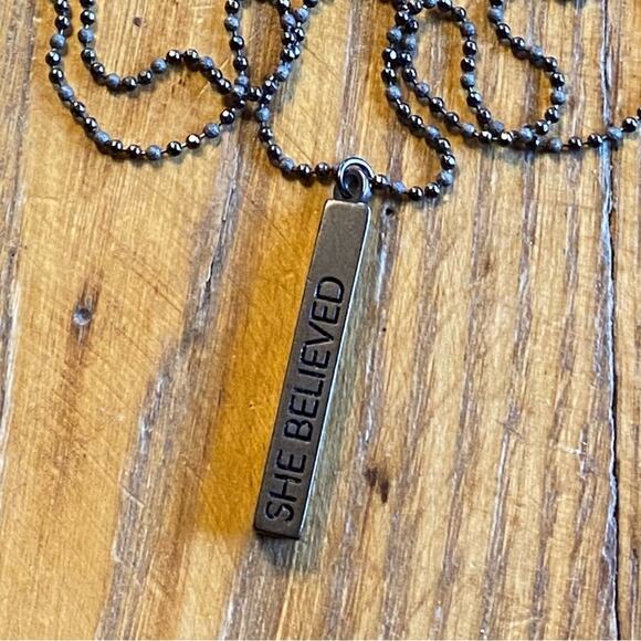 Baubelle Inspirational vertical bar necklace She believed She Could So she did - Picture 1 of 8